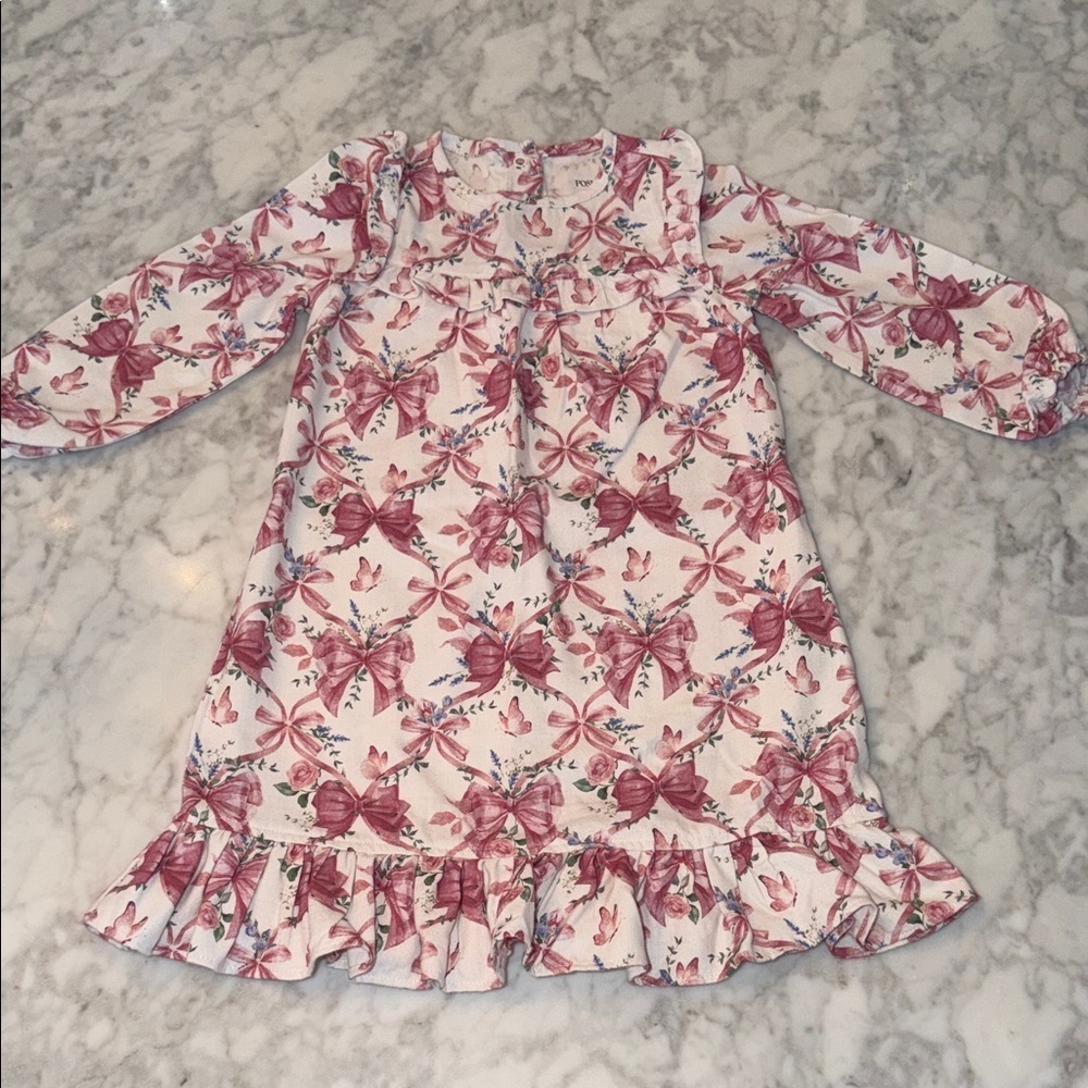 Posh Peanut Floral Pink Long Sleeve PJ Dress 2T